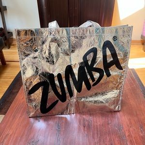 NWT Zumba Shopping Tote Bag Silver Metallic
